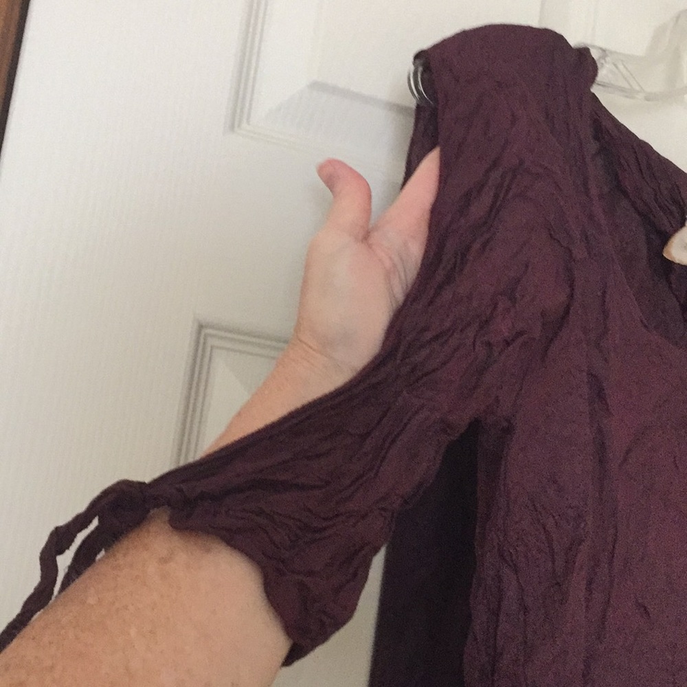 Anett Schneider designer burgundy open arm top